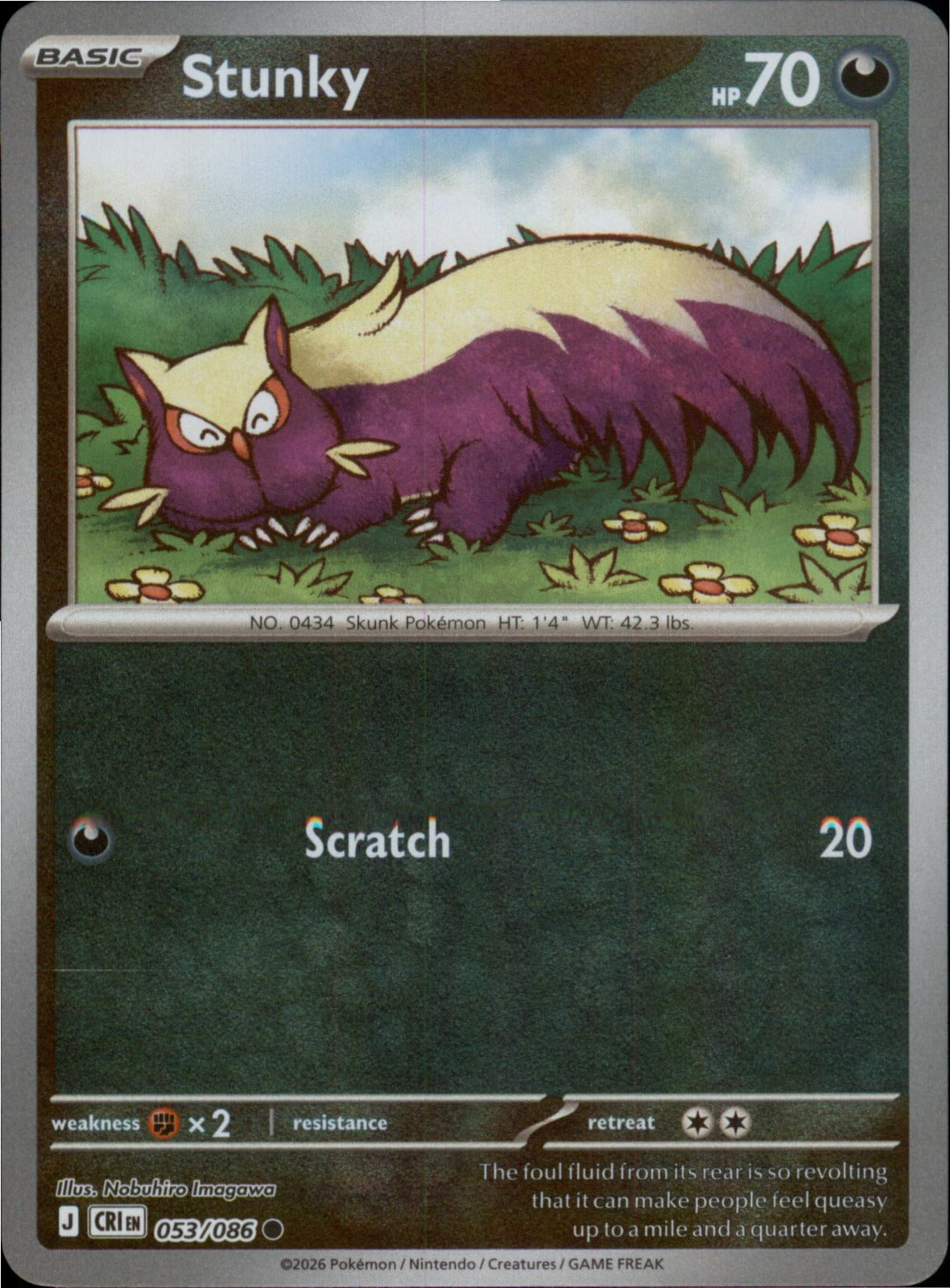 Pokemon Stunky Common ME04: Chaos Rising 053/086 NM Reverse Holo