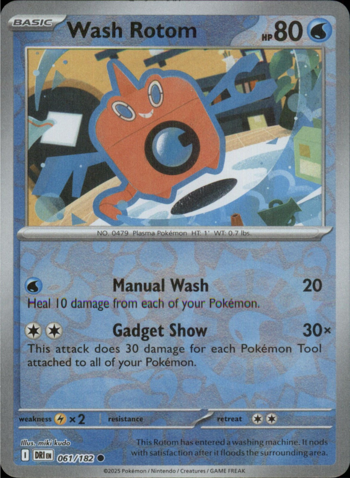 Pokemon Wash Rotom Common SV10: Destined Rivals 061/182 NM Reverse Holo