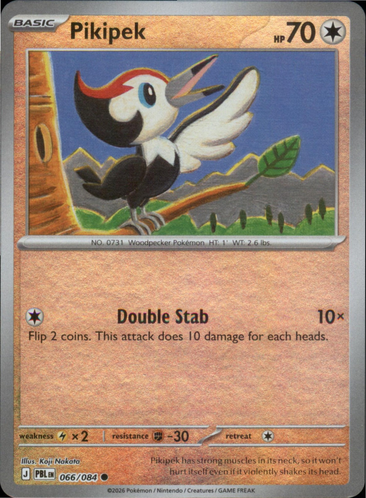 Pokemon Pikipek Common ME05: Pitch Black 066/084 NM Reverse Holo