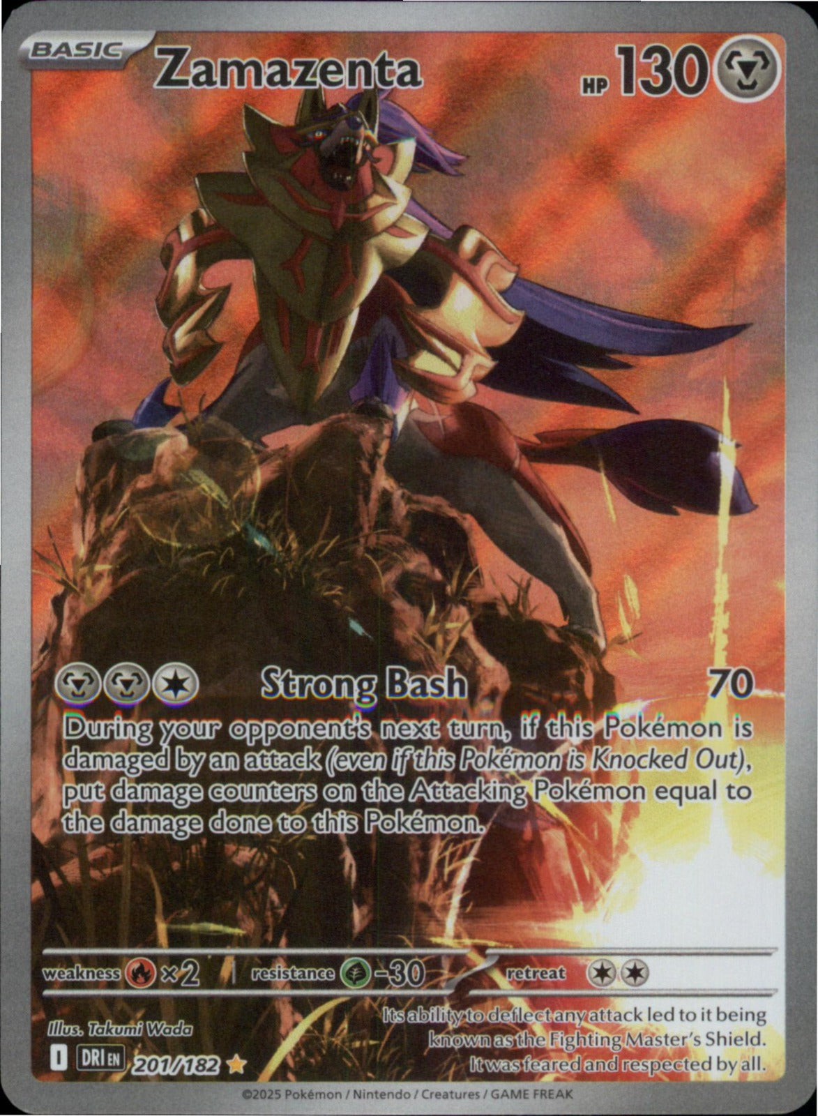 Pokemon Zamazenta Illustration Rare SV10: Destined Rivals 201/182 NM Holo