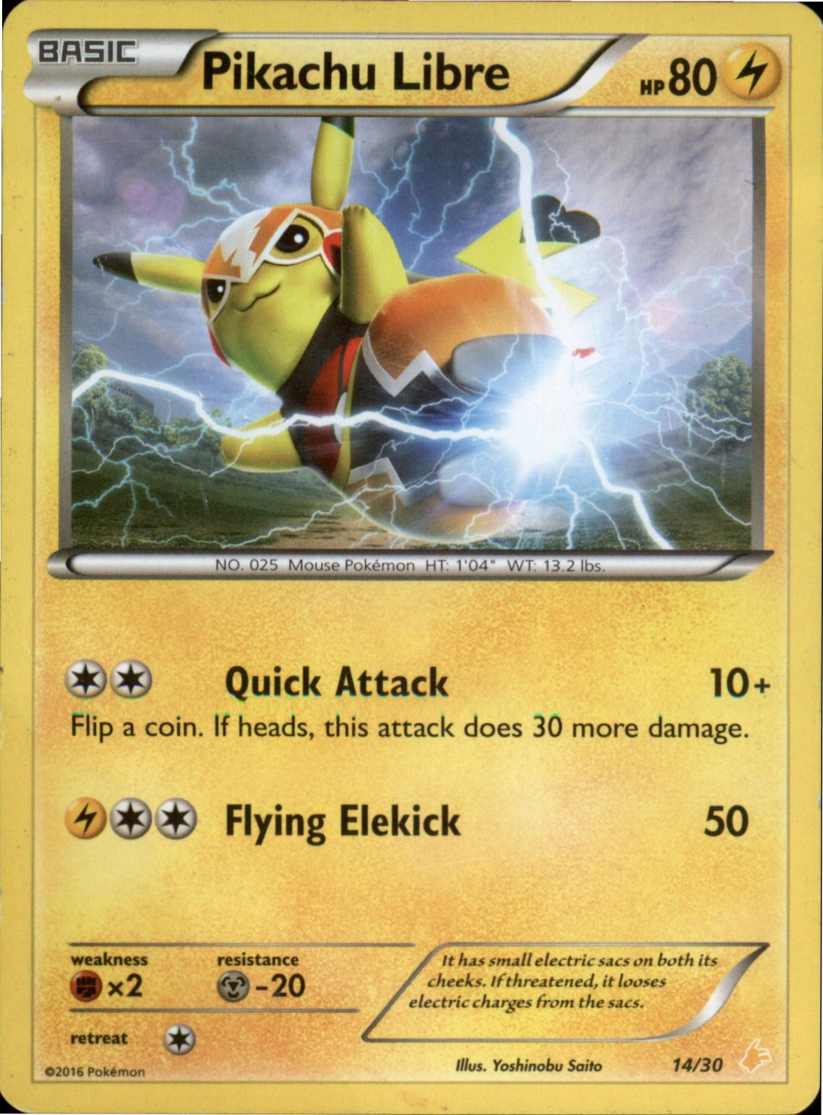 Pokemon Pikachu Libre (14 Common XY Trainer Kit Pikachu Libre & Suicune 14/30 LP
