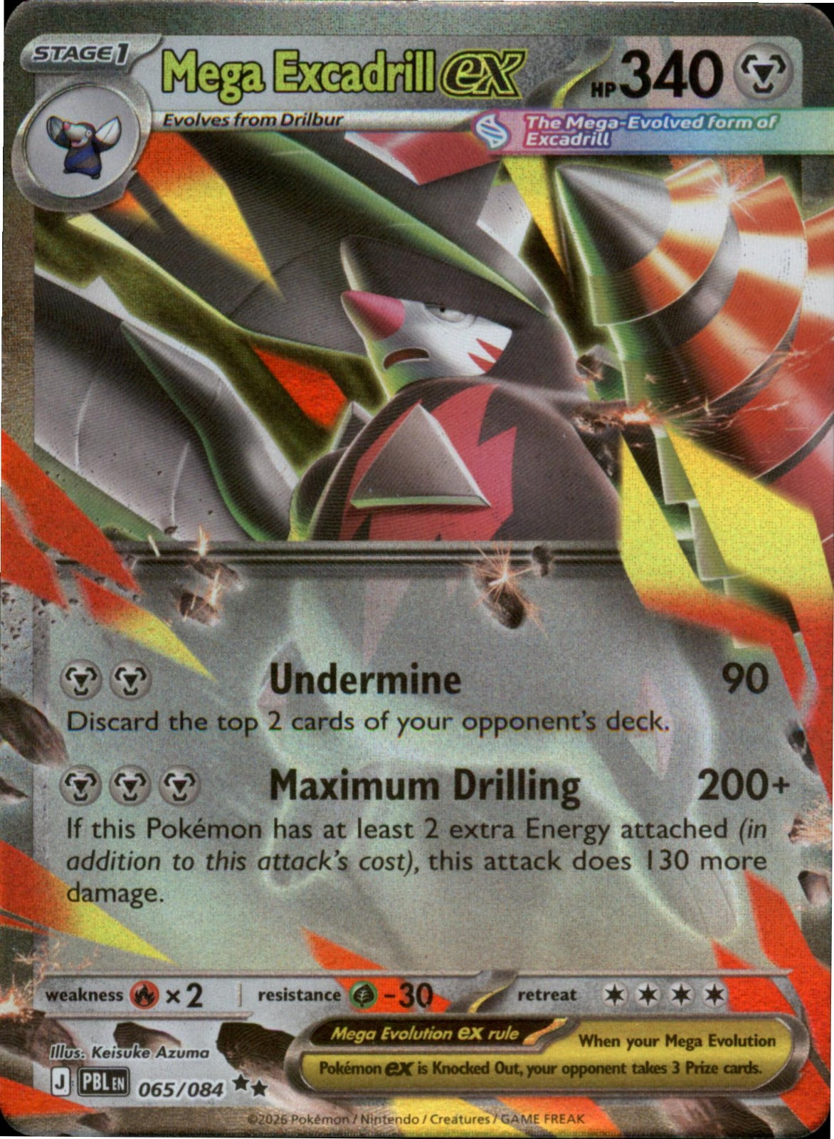 Pokemon Mega Excadrill ex Double Rare ME05: Pitch Black 065/084 NM Holo