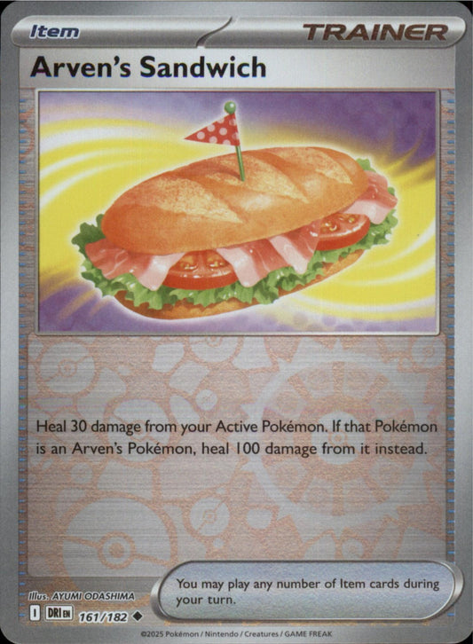 Pokemon Arven's Sandwich Uncommon SV10: Destined Rivals 161/182 NM Reverse Holo