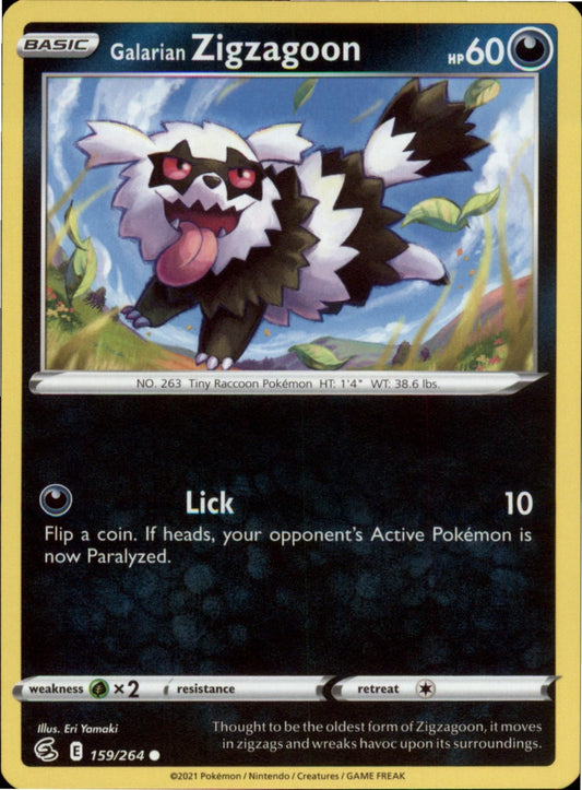 Pokemon Galarian Zigzagoon Common SWSH08: Fusion Strike 159/264 NM