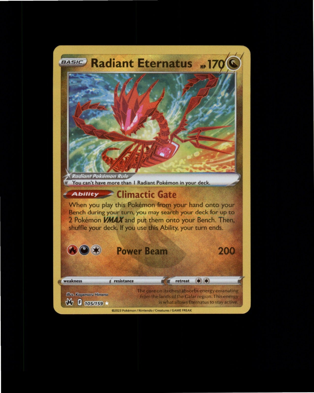 Pokemon Radiant Eternatus Radiant Rare SWSH: Crown Zenith 105/159 NM