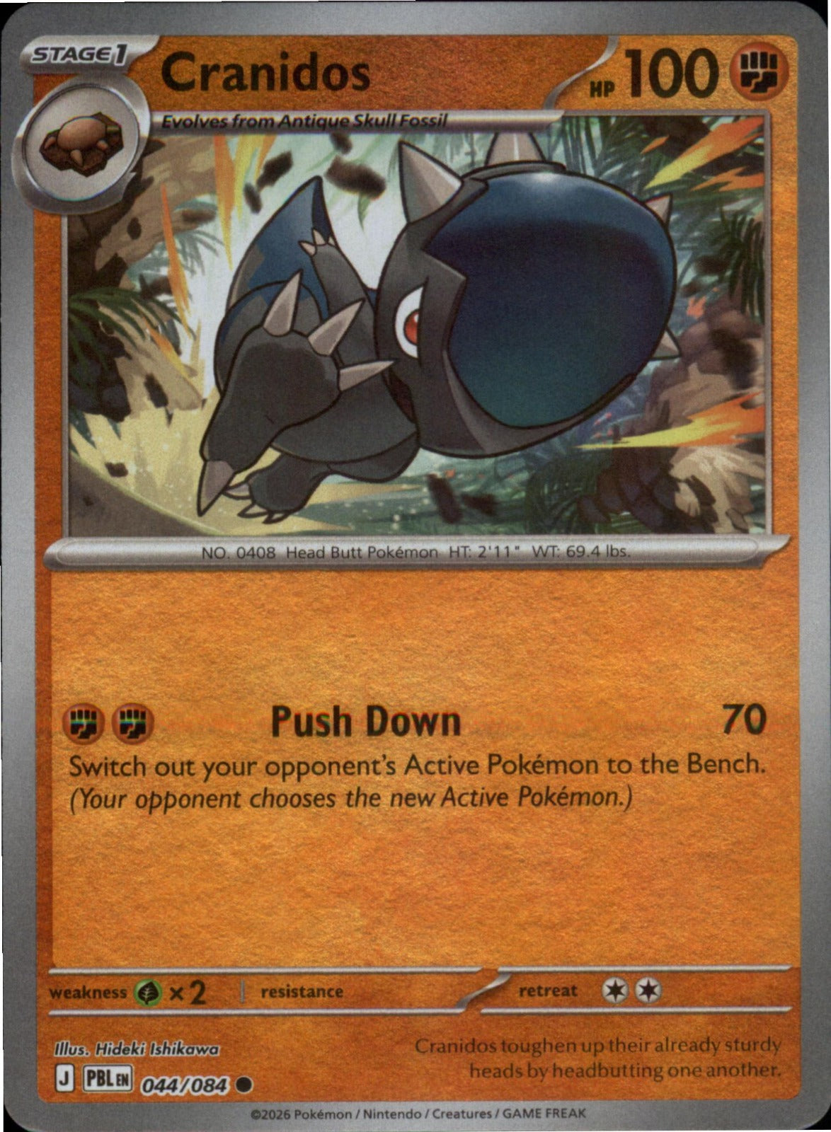 Pokemon Cranidos Common ME05: Pitch Black 044/084 NM Reverse Holo