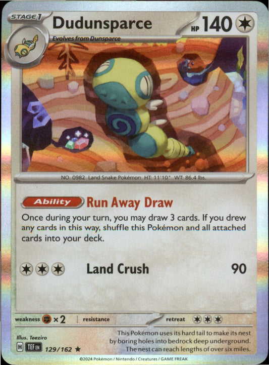 Pokemon Dudunsparce Rare SV05: Temporal Forces 129/162 NM Holo