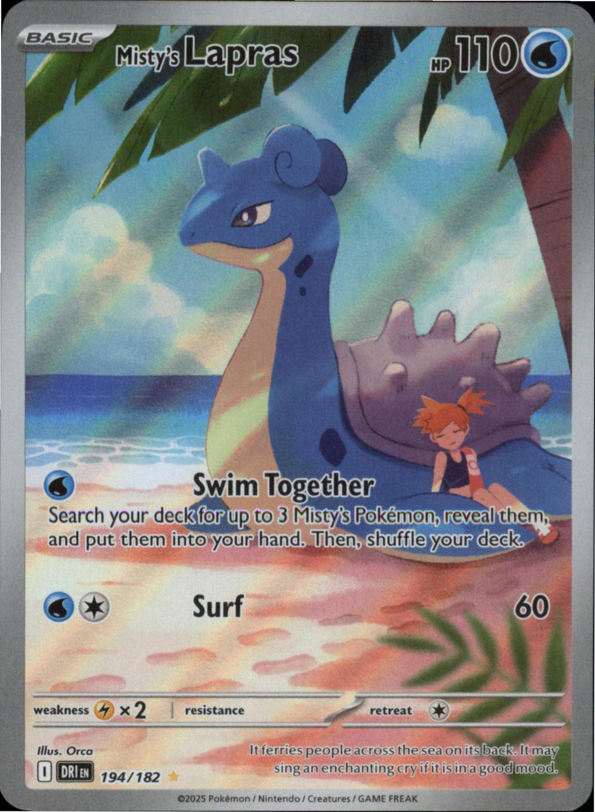 Pokemon Misty's Lapras Illustration Rare SV10: Destined Rivals 194/182 NM Holo