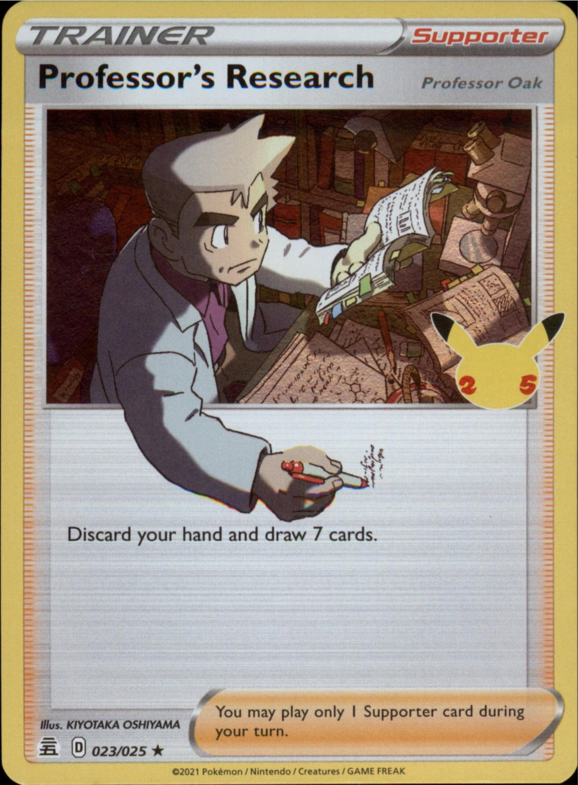 Pokemon Professor's Research [Professor Oak] Holo Rare Celebrations 023/025 NM