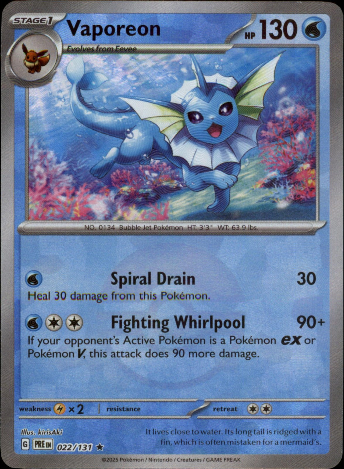 Pokemon Vaporeon (Poke Ball) Rare SV: Prismatic Evolutions 022/131 NM Holo