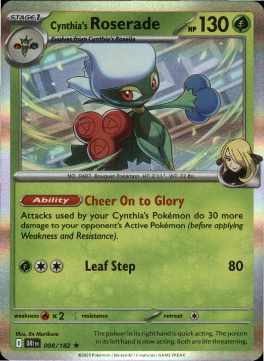 Pokemon Cynthia's Roserade Rare SV10: Destined Rivals 008/182 NM Holo