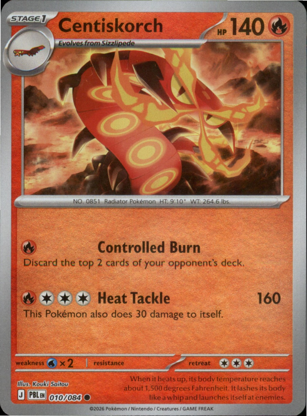 Pokemon Centiskorch Common ME05: Pitch Black 010/084 NM Reverse Holo