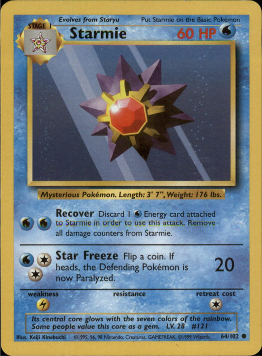 Pokemon Starmie Common Base Set 064/102 LP
