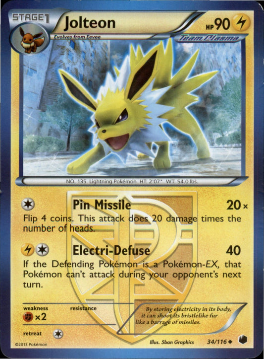 Pokemon Jolteon (Team Plasma) Uncommon Plasma Freeze 34/116 LP
