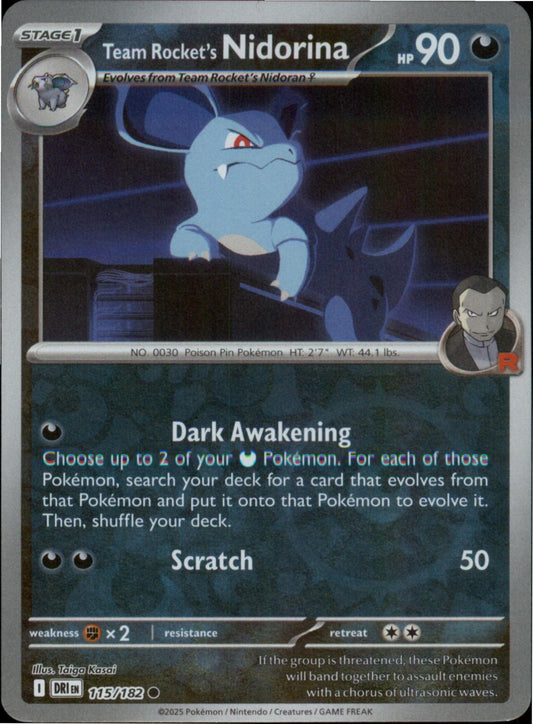 Pokemon Team Rocket's Nidorina Common Destined Rivals 115/182 NM Reverse Holo