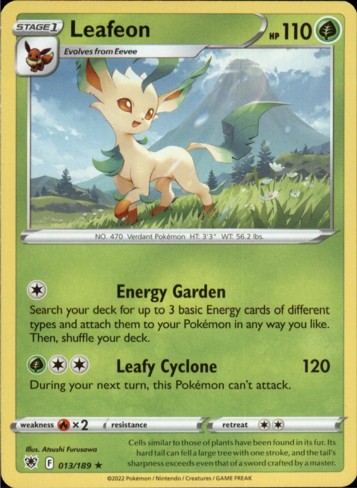 Pokemon Leafeon Rare SWSH10: Astral Radiance 013/189 NM