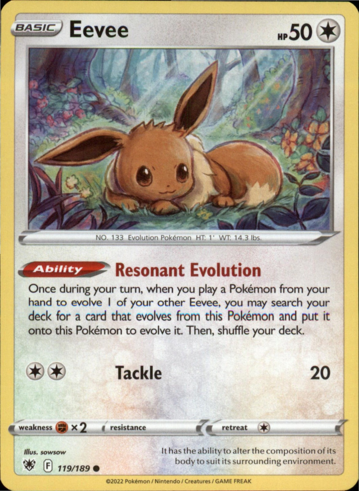 Pokemon Eevee Common SWSH10: Astral Radiance 119/189 NM