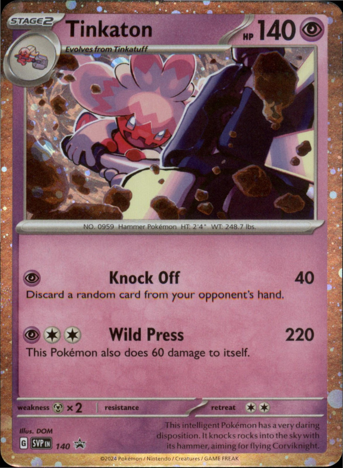 Pokemon Tinkaton - (Cosmo Holo) Promo SV: Scarlet & Violet Promo Cards 140 NM