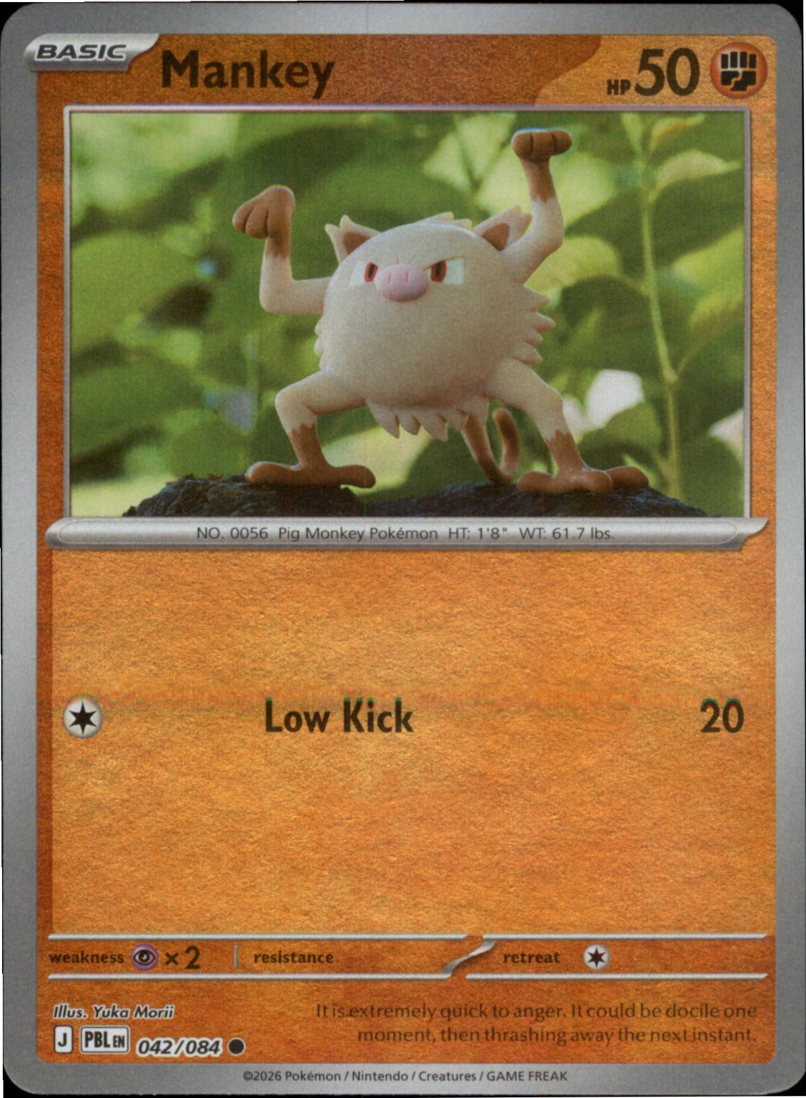 Pokemon Mankey Common ME05: Pitch Black 042/084 NM Reverse Holo
