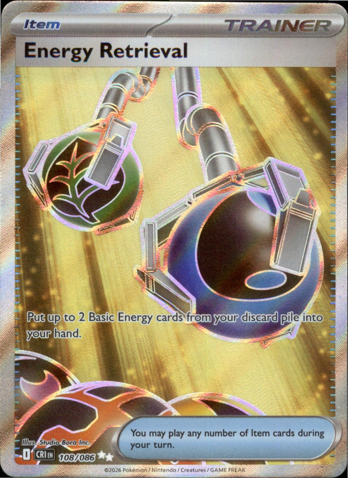 Pokemon Energy Retrieval Ultra Rare ME04: Chaos Rising 108/086 NM Holo