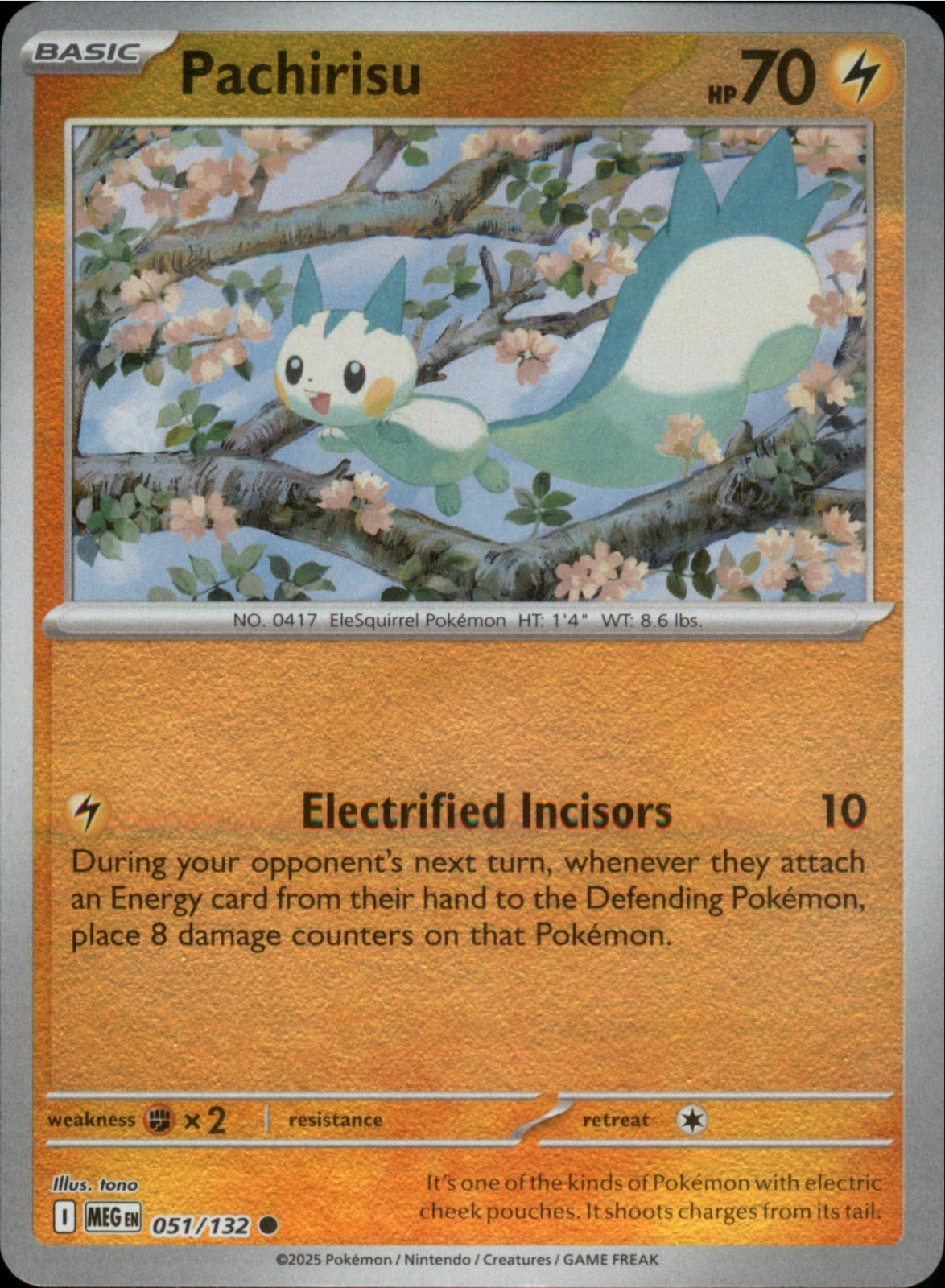 Pokemon Pachirisu Common ME01: Mega Evolution 051/132 NM Reverse Holo