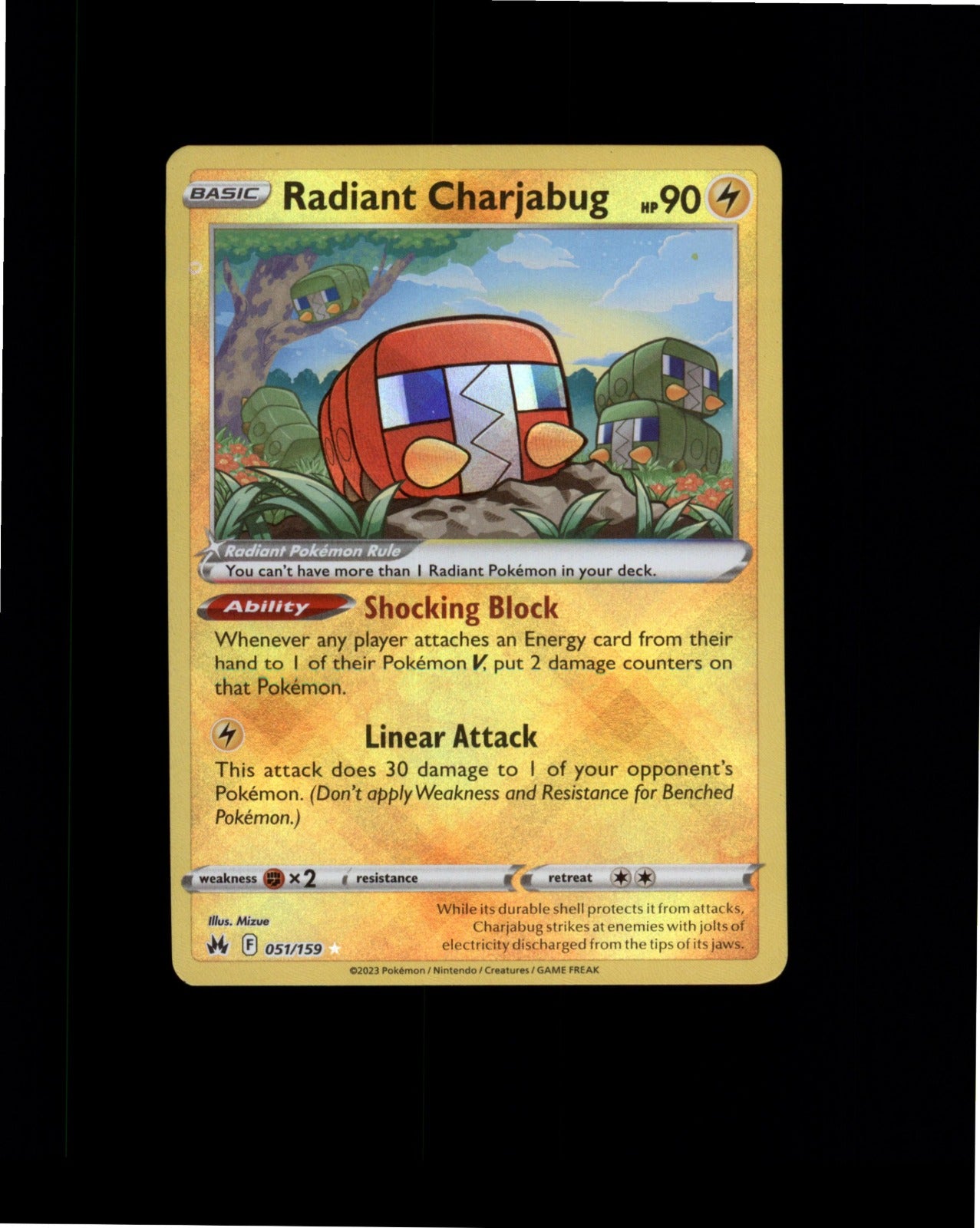 Pokemon Radiant Charjabug Radiant Rare SWSH: Crown Zenith 051/159 NM