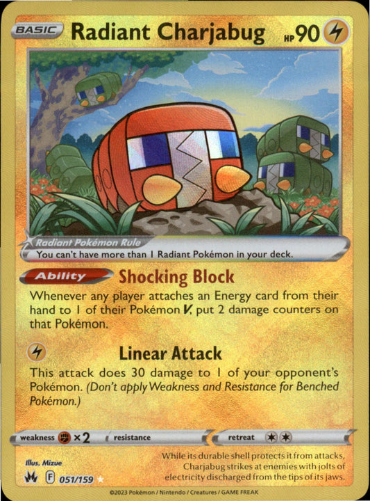 Pokemon Radiant Charjabug Radiant Rare SWSH: Crown Zenith 051/159 NM Holo