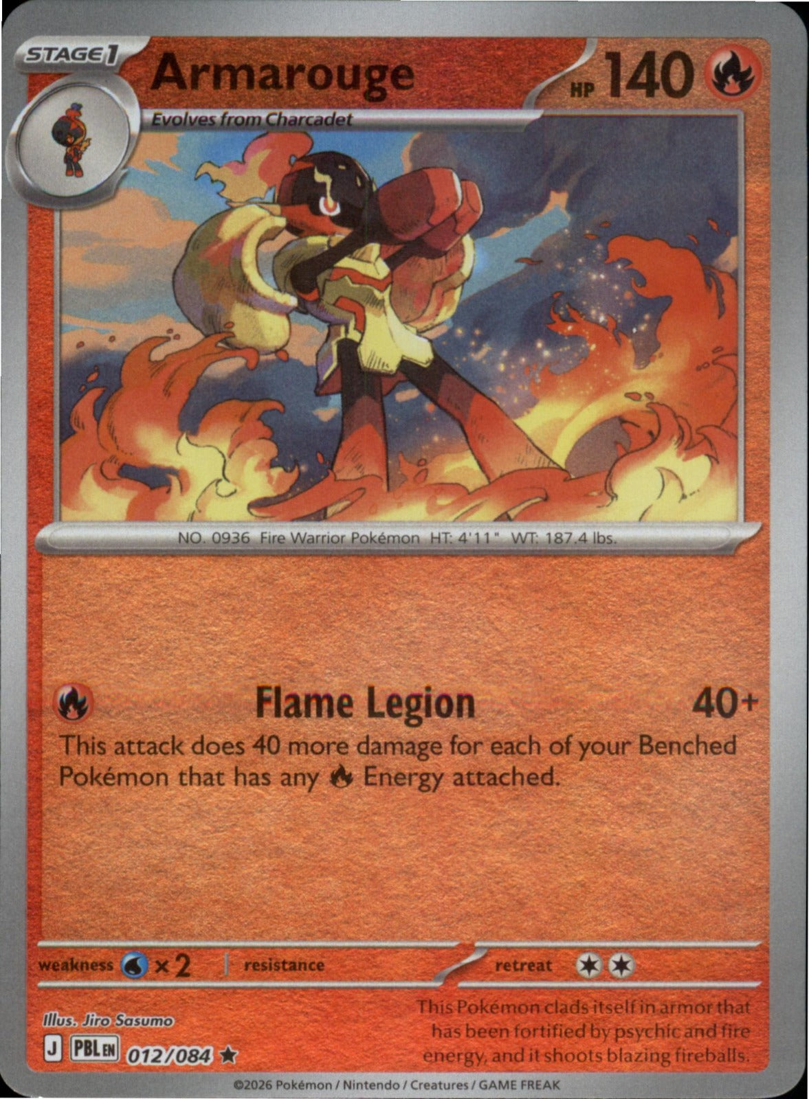 Pokemon Armarouge Rare ME05: Pitch Black 012/084 NM Reverse Holo