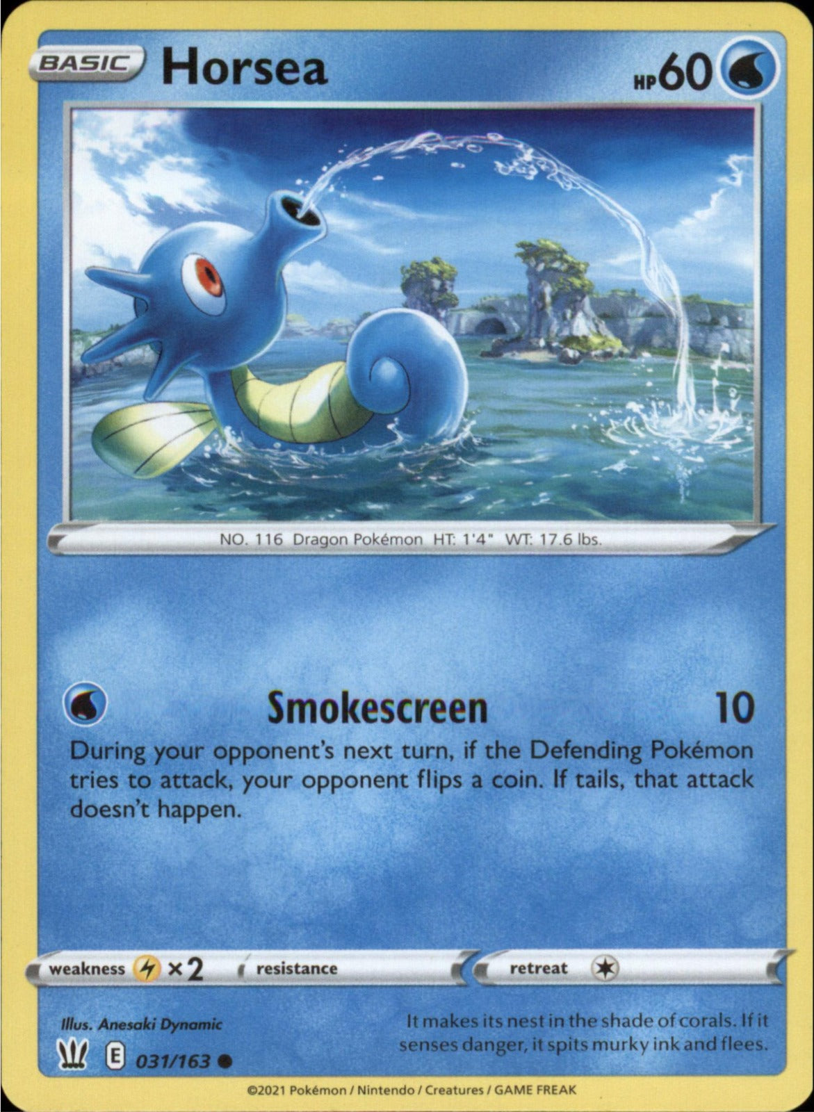 Pokemon Horsea Common SWSH05: Battle Styles 031/163 NM