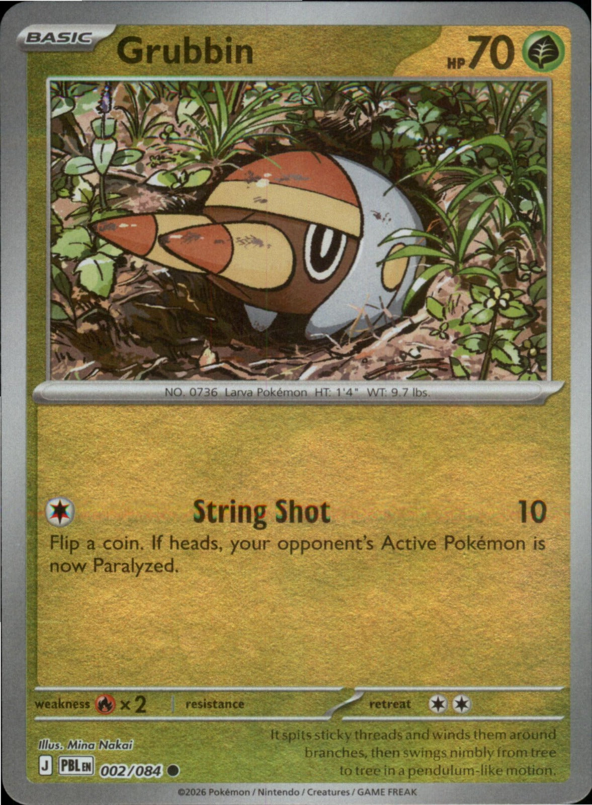 Pokemon Grubbin Common ME05: Pitch Black 002/084 NM Reverse Holo