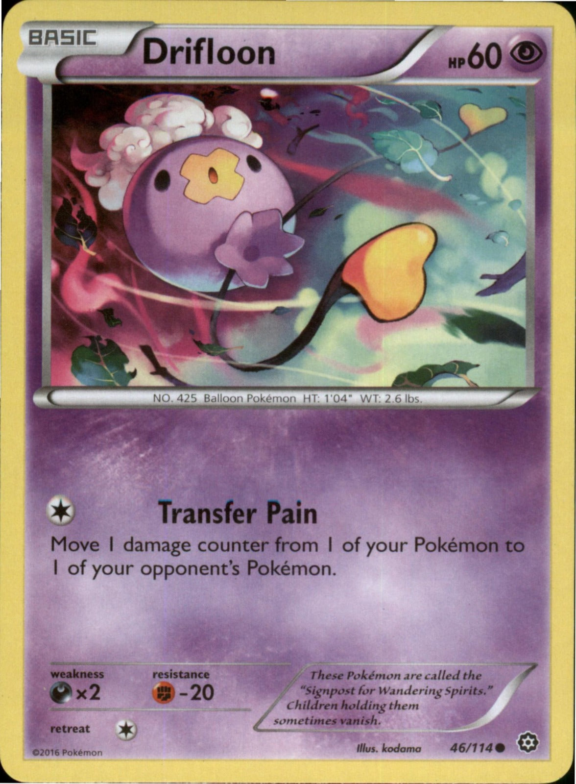 Pokemon Drifloon Common XY - Steam Siege 46/114 LP