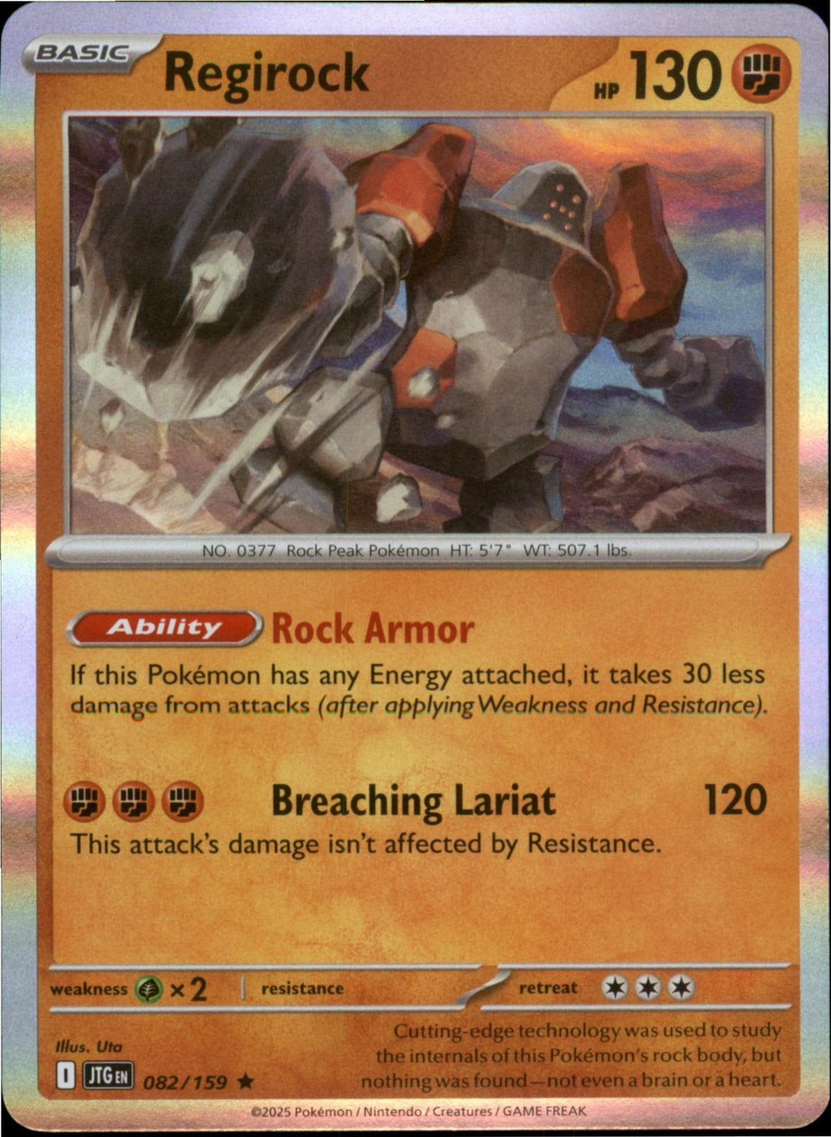 Pokemon Regirock Rare SV09: Journey Together 082/159 NM Holo
