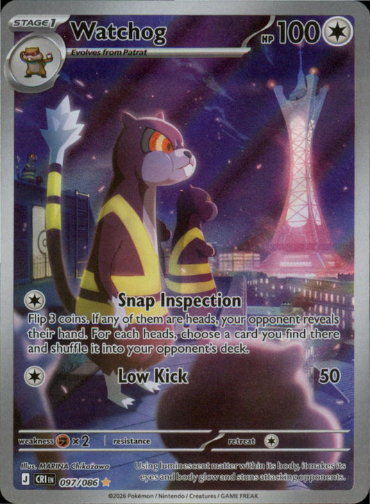 Pokemon Watchog Illustration Rare ME04: Chaos Rising 097/086 NM Holo