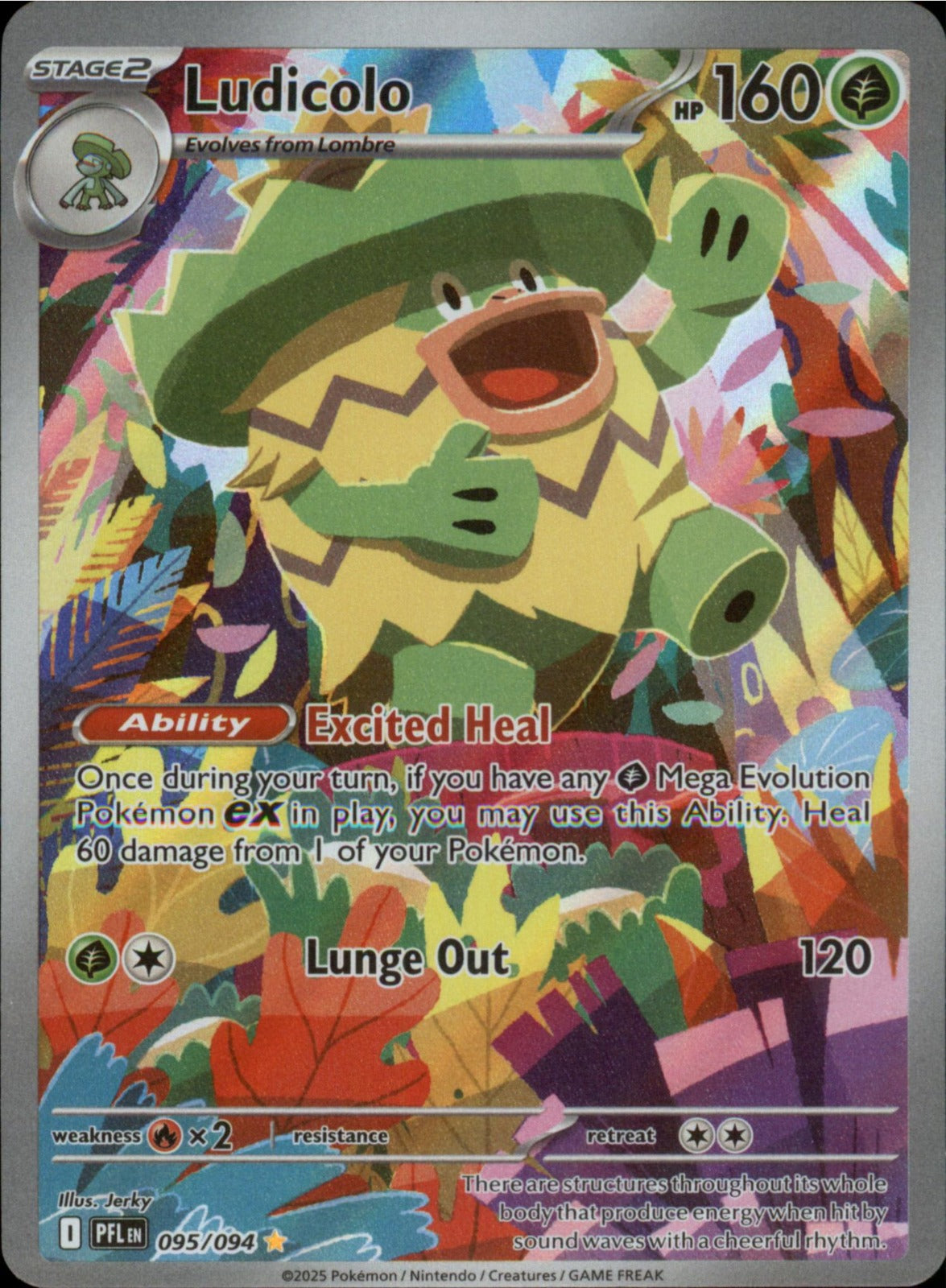 Pokemon Ludicolo Illustration Rare ME02: Phantasmal Flames 095/094 NM Holo
