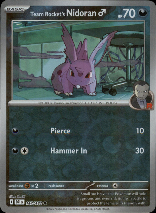 Pokemon Team Rocket's Nidoran M Common Destined Rivals 117/182 NM Reverse Holo