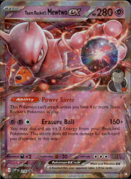 Pokemon Team Rocket's Mewtwo ex Promo Scarlet & Violet Promo Cards 216 NM Holo