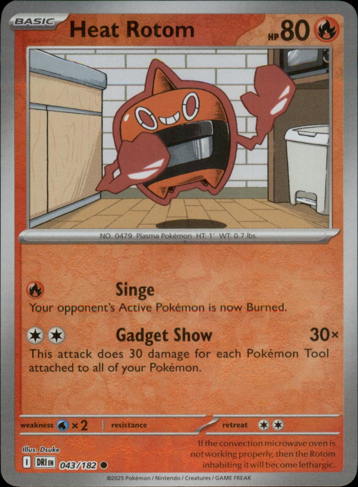 Pokemon Heat Rotom Common SV10: Destined Rivals 043/182 NM Reverse Holo