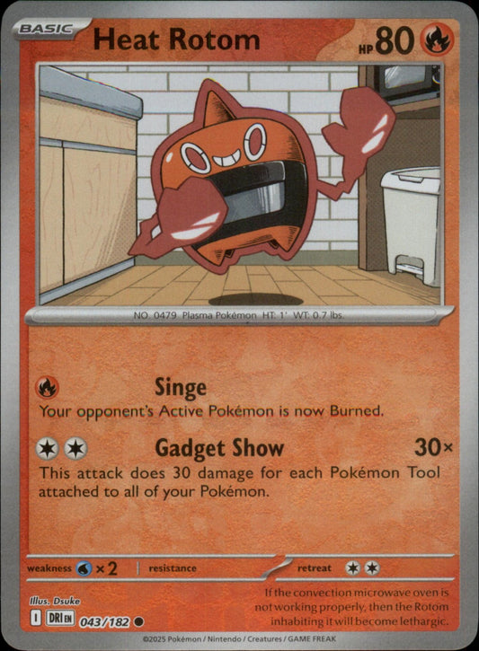 Pokemon Heat Rotom Common SV10: Destined Rivals 043/182 NM Reverse Holo