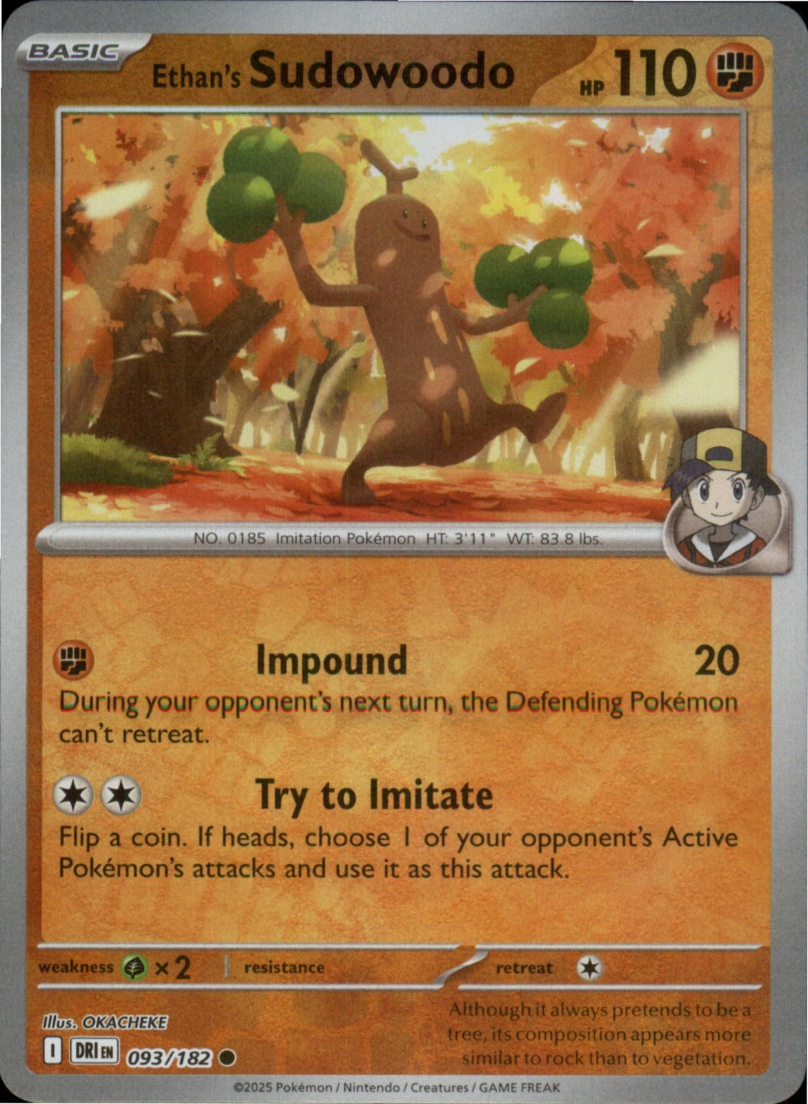 Pokemon Ethan's Sudowoodo Common SV10: Destined Rivals 093/182 NM Reverse Holo