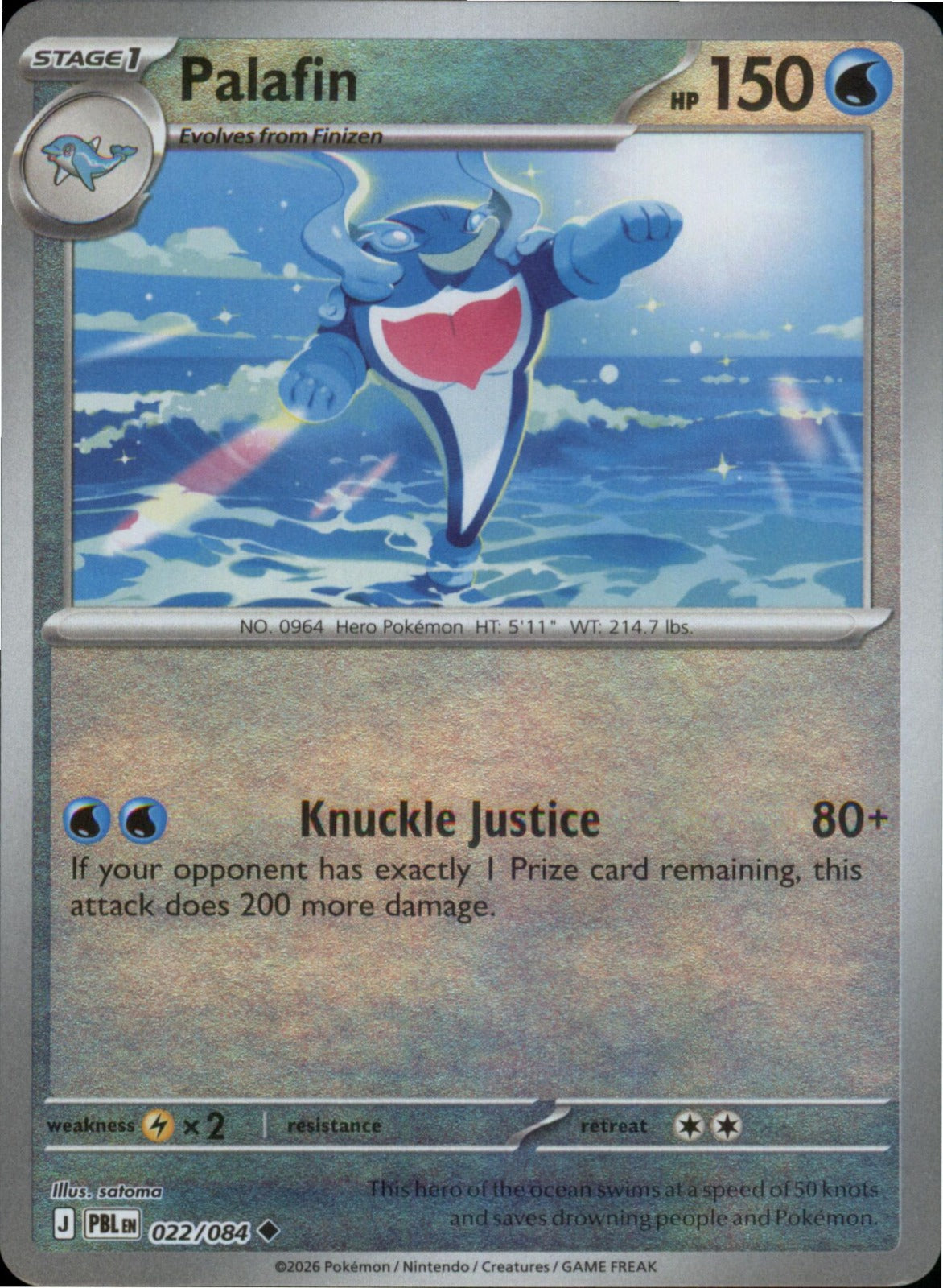 Pokemon Palafin Uncommon ME05: Pitch Black 022/084 NM Reverse Holo