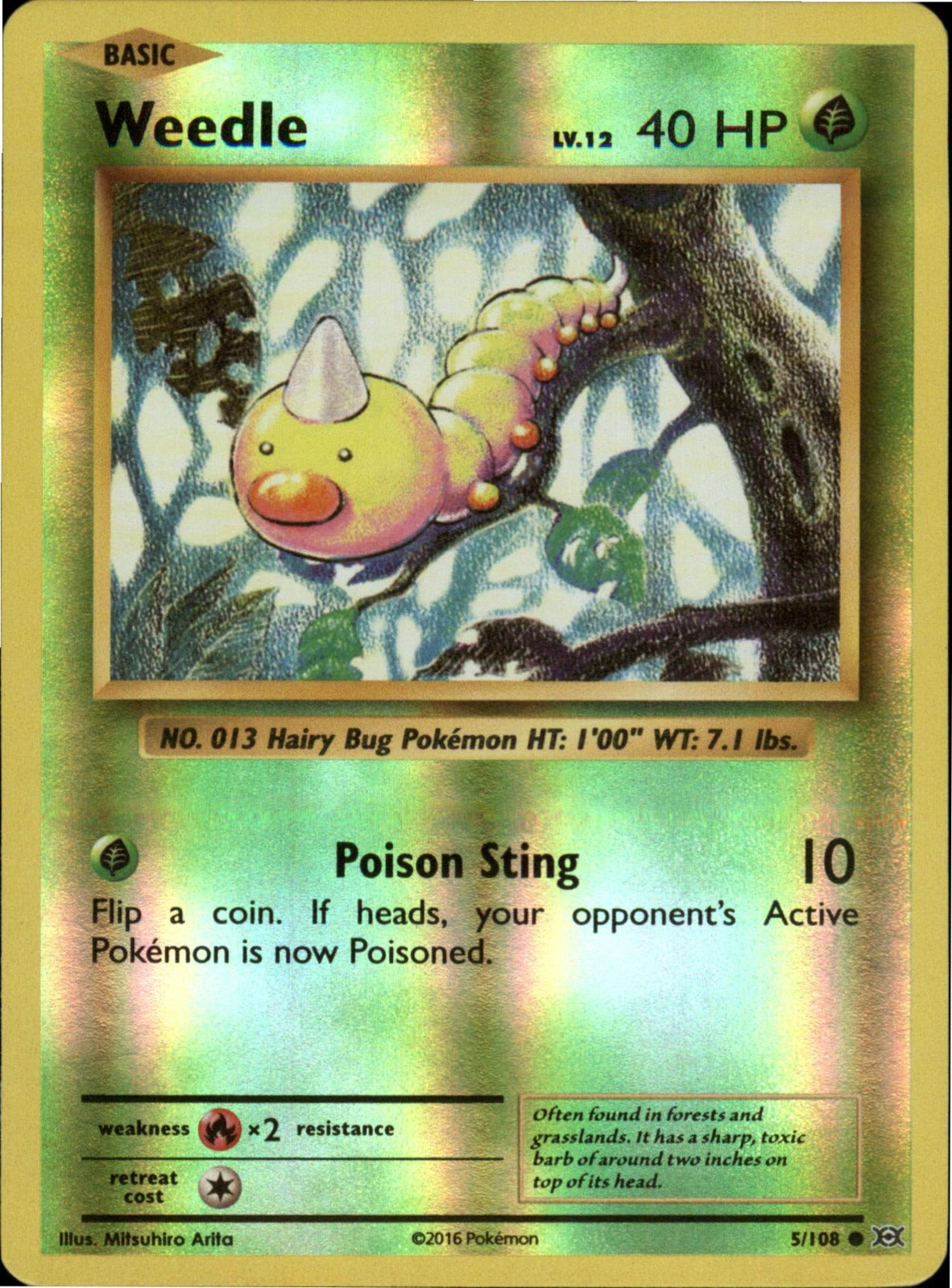 Pokemon Weedle Common XY - Evolutions 5/108 NM Reverse Holo