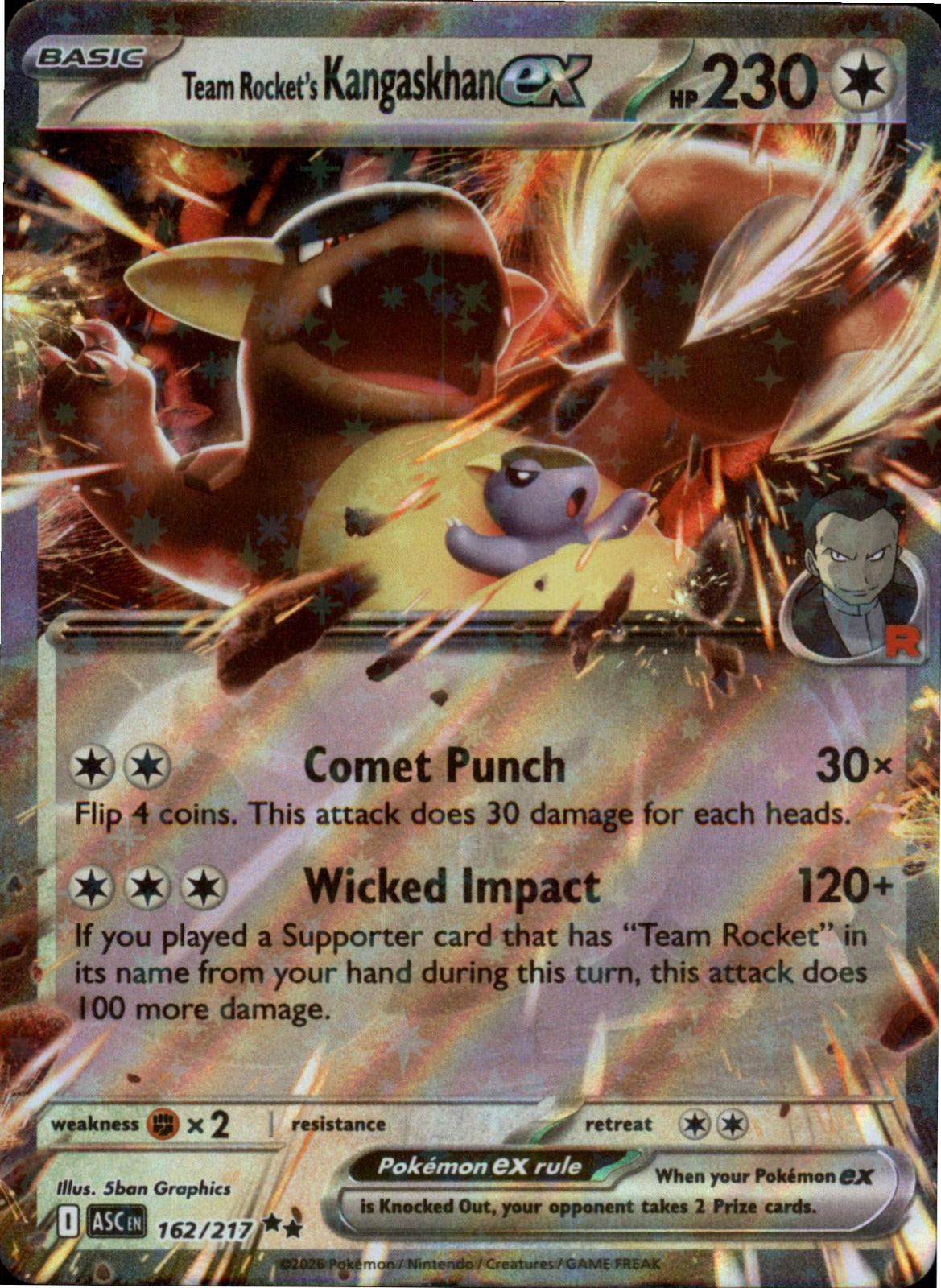 Pokemon Team Rocket's Kangaskhan ex Double Rare Ascended Heroes 162/217 NM Holo