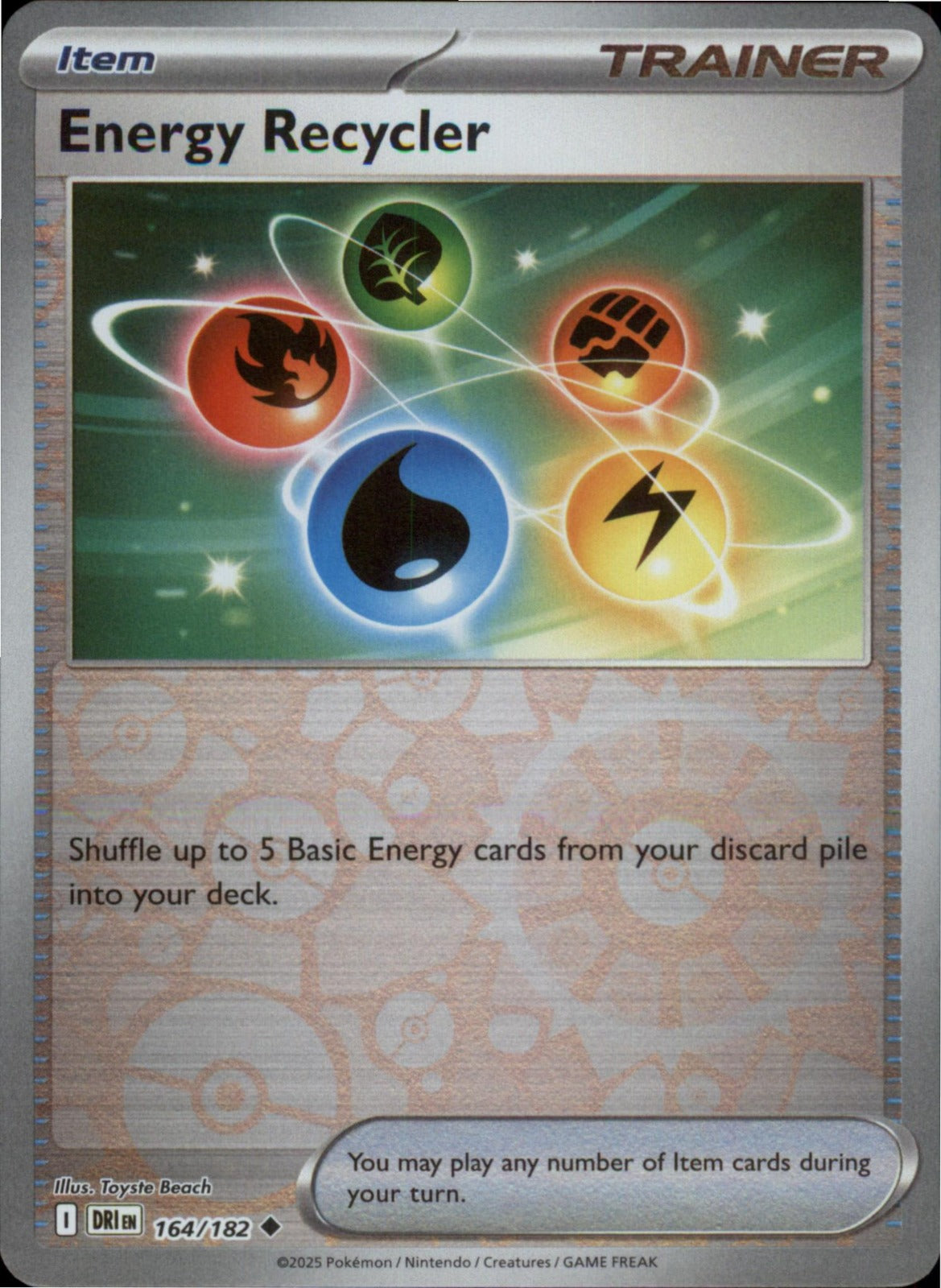 Pokemon Energy Recycler Uncommon SV10: Destined Rivals 164/182 NM Reverse Holo
