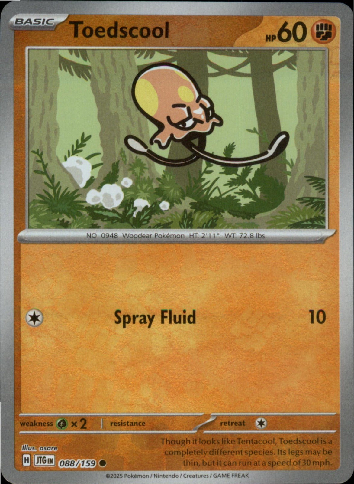 Pokemon Toedscool Common SV09: Journey Together 088/159 NM Reverse Holo