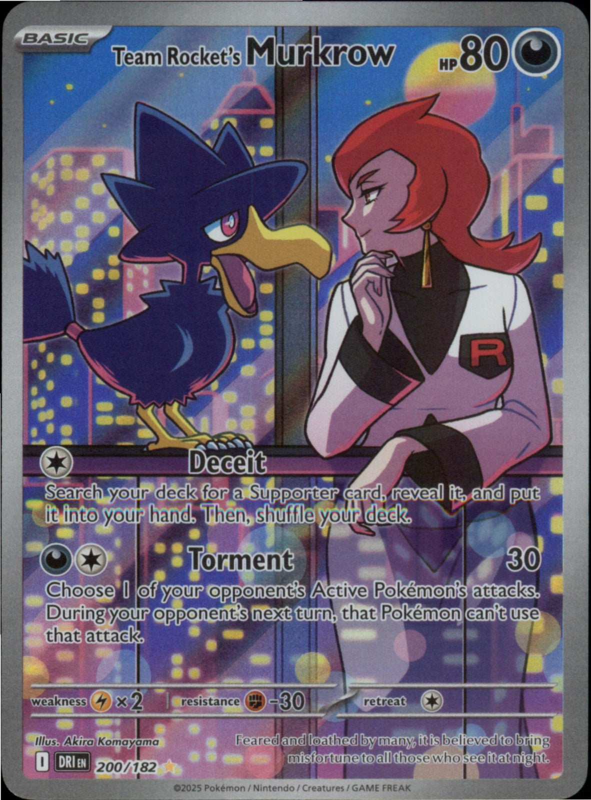 Pokemon Team Rocket's Murkrow Illustration Rare Destined Rivals 200/182 NM Holo