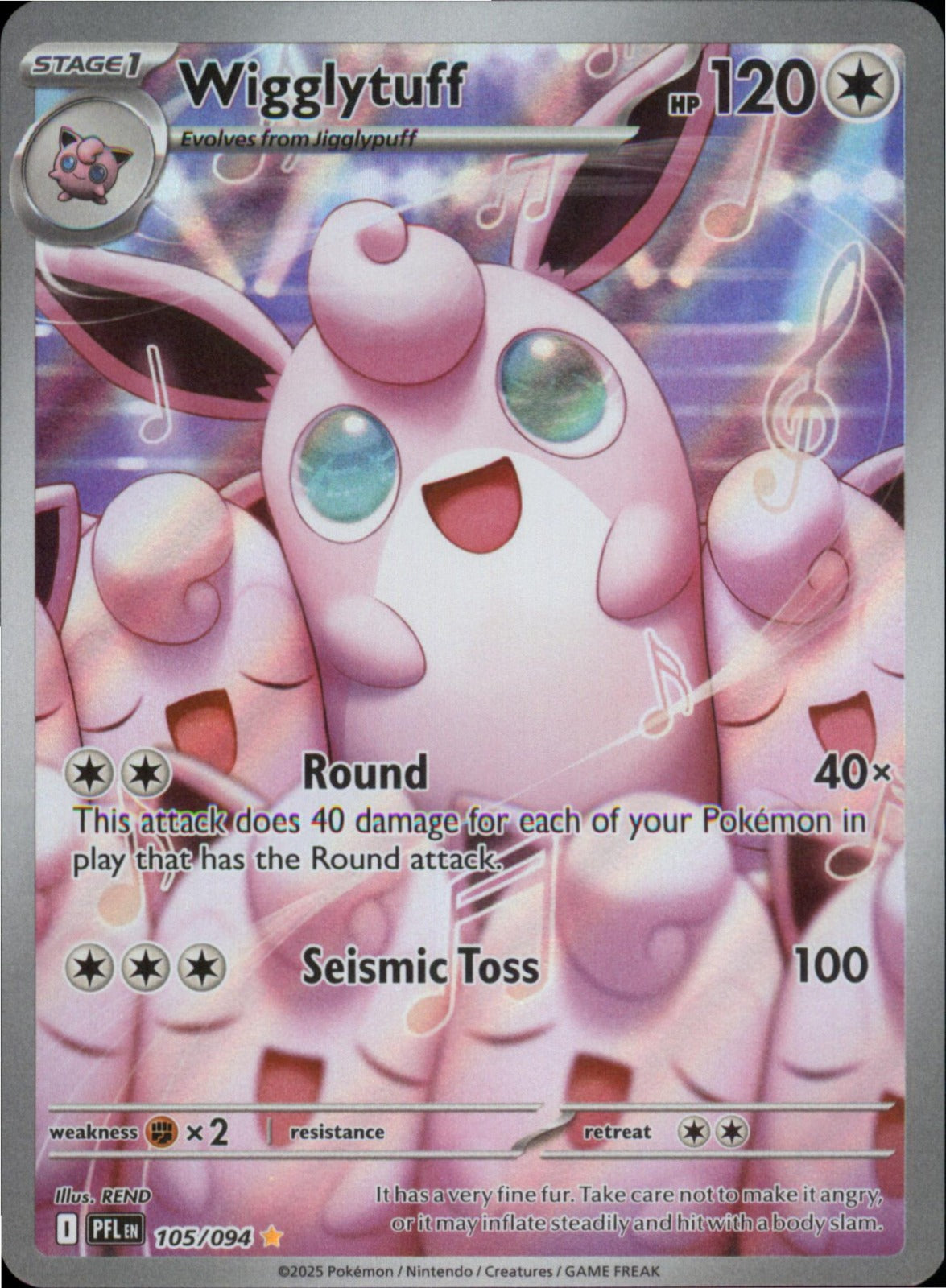Pokemon Wigglytuff Illustration Rare ME02: Phantasmal Flames 105/094 NM Holo