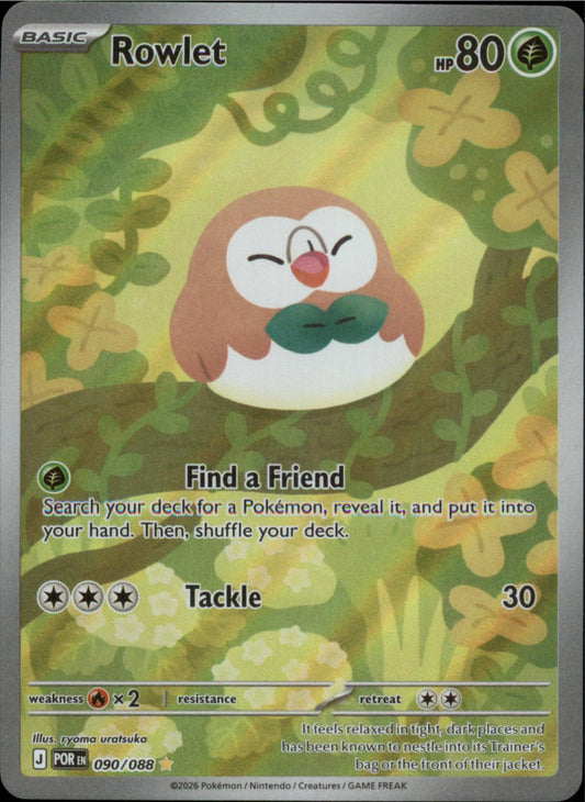 Pokemon Rowlet Illustration Rare ME03: Perfect Order 090/088 NM Holo