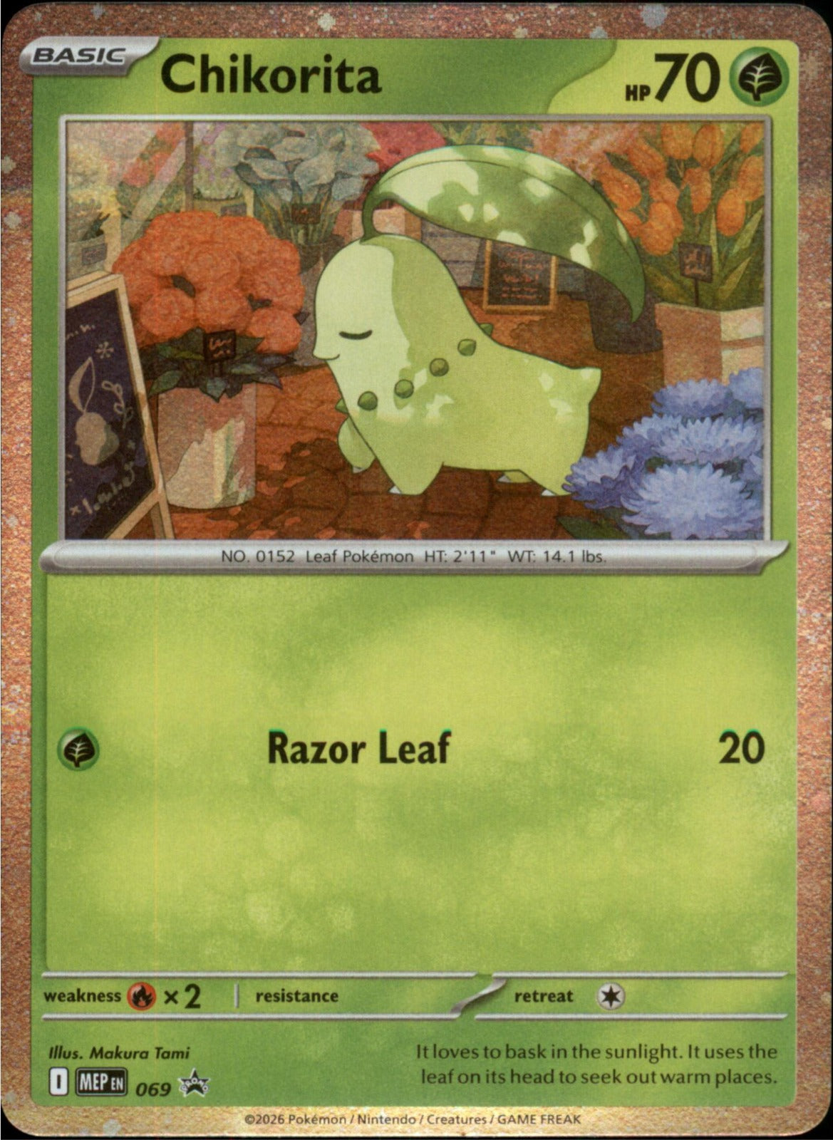 Pokemon Chikorita (Cosmos Holo) Promo ME: Mega Evolution Promo 069 NM Holo