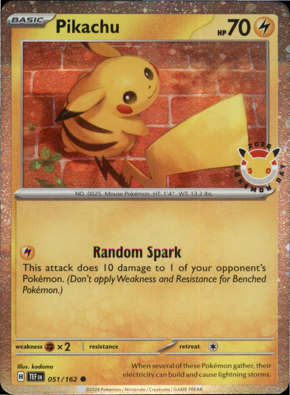 Pokemon Pikachu (Pokemon Day 2026) Common 051/162 NM Holo