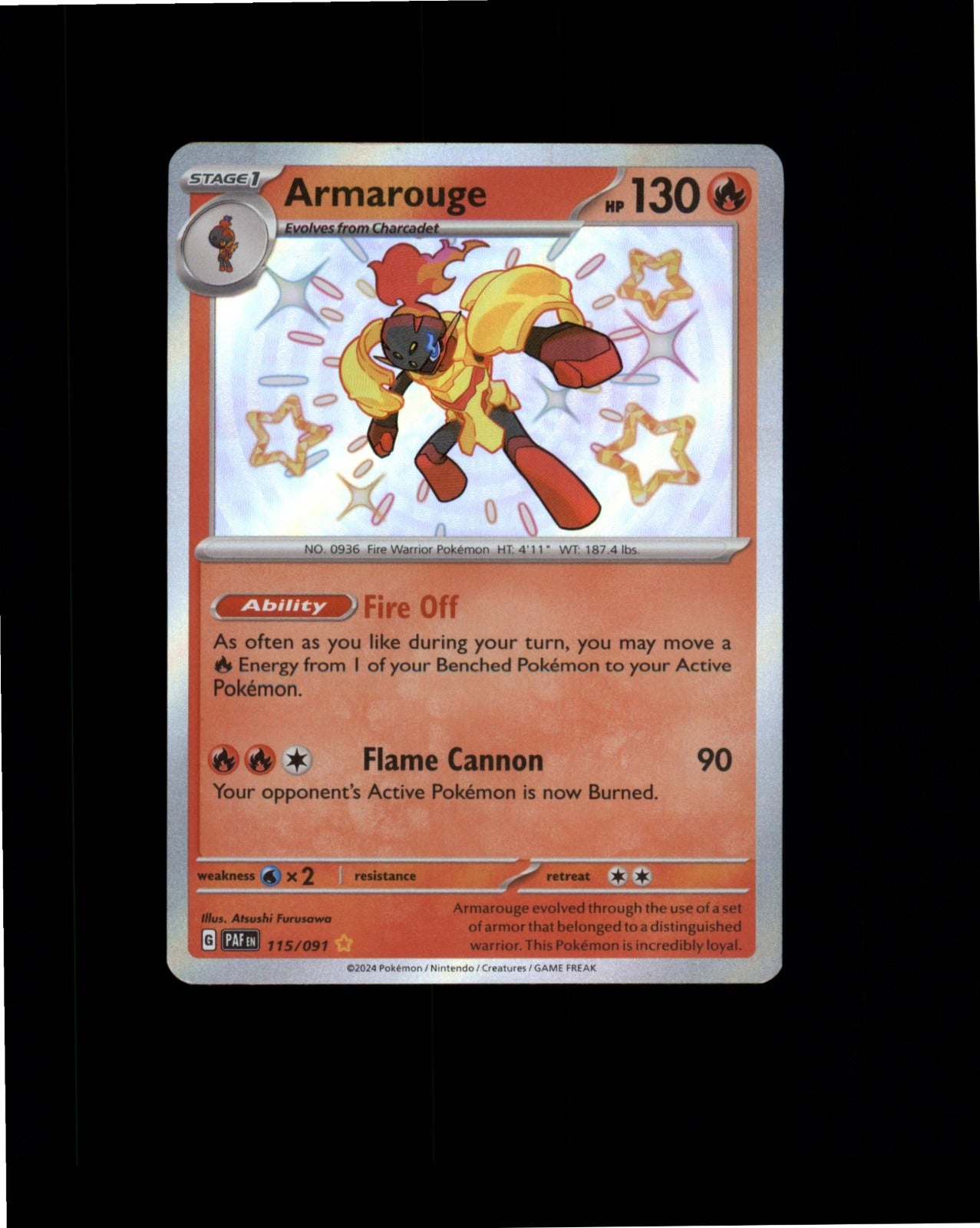 Pokemon Armarouge - Shiny Rare SV: Paldean Fates 115/091 NM